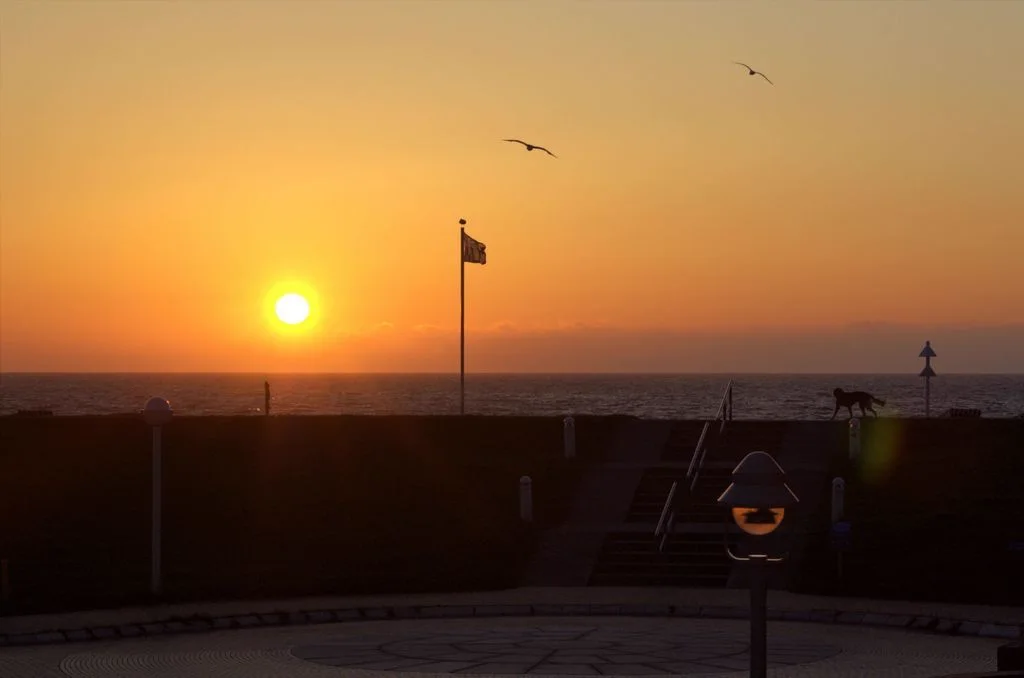 Sonnenuntergang über der Nordsee, gesehen vom Balkon
